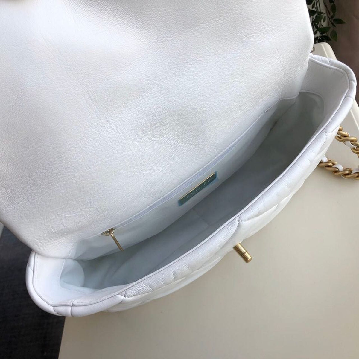Chanel 19 Flap Bag 30cm Goatskin Leather Fall/Winter Act 1 Collection, White - view 10