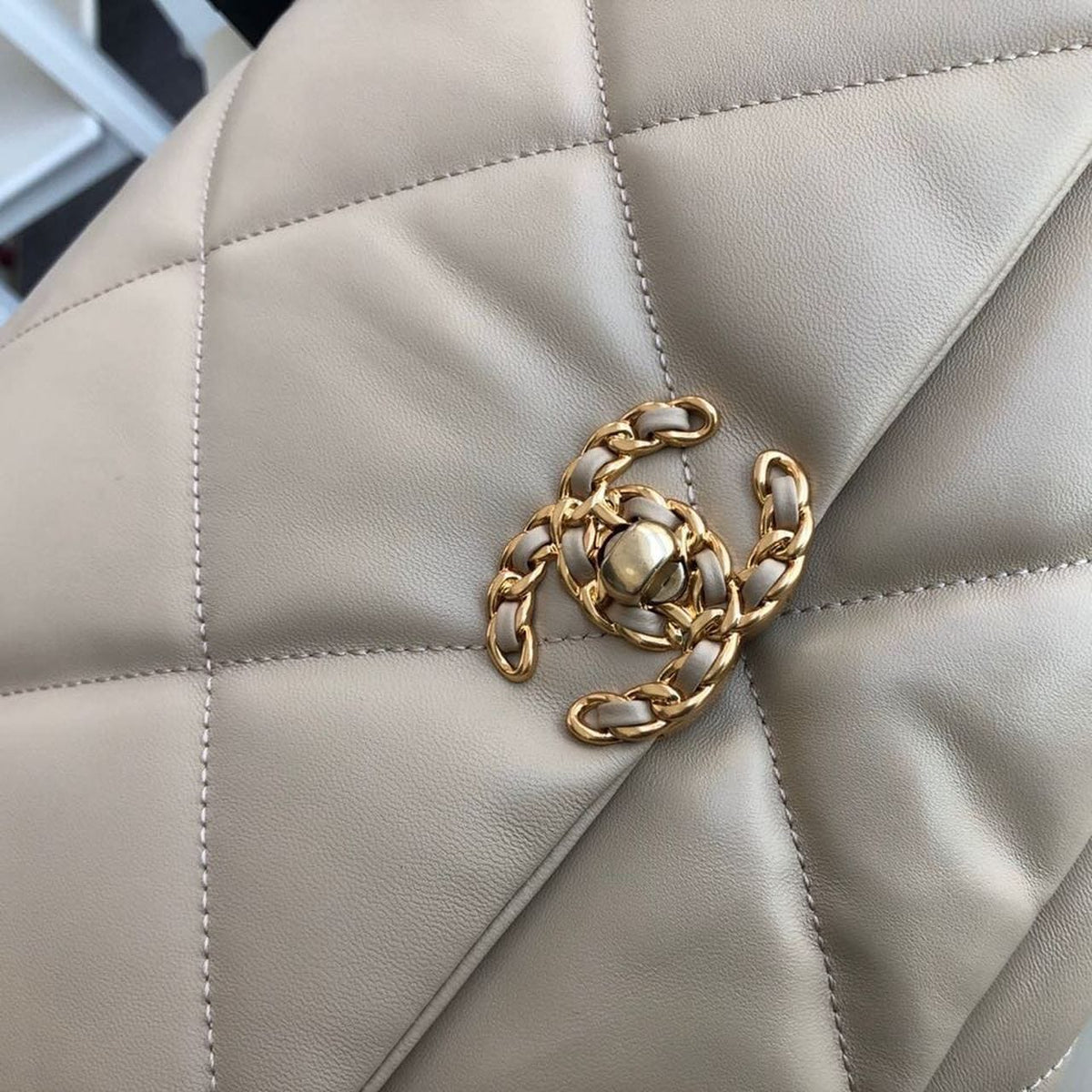 Chanel 19 Flap Bag 36cm Goatskin Leather Fall/Winter Act 1 Collection, Beige - view 10