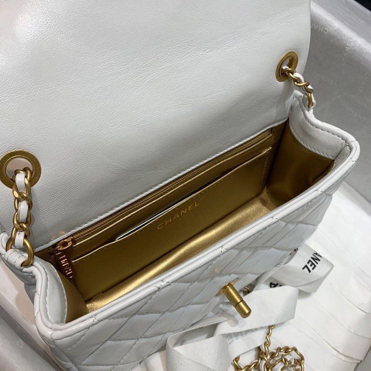 Chanel Classic Flap With Charm Chain With CC Details On Strap Bag 20cm Gold Hardware Lambskin Leather Spring/Summer