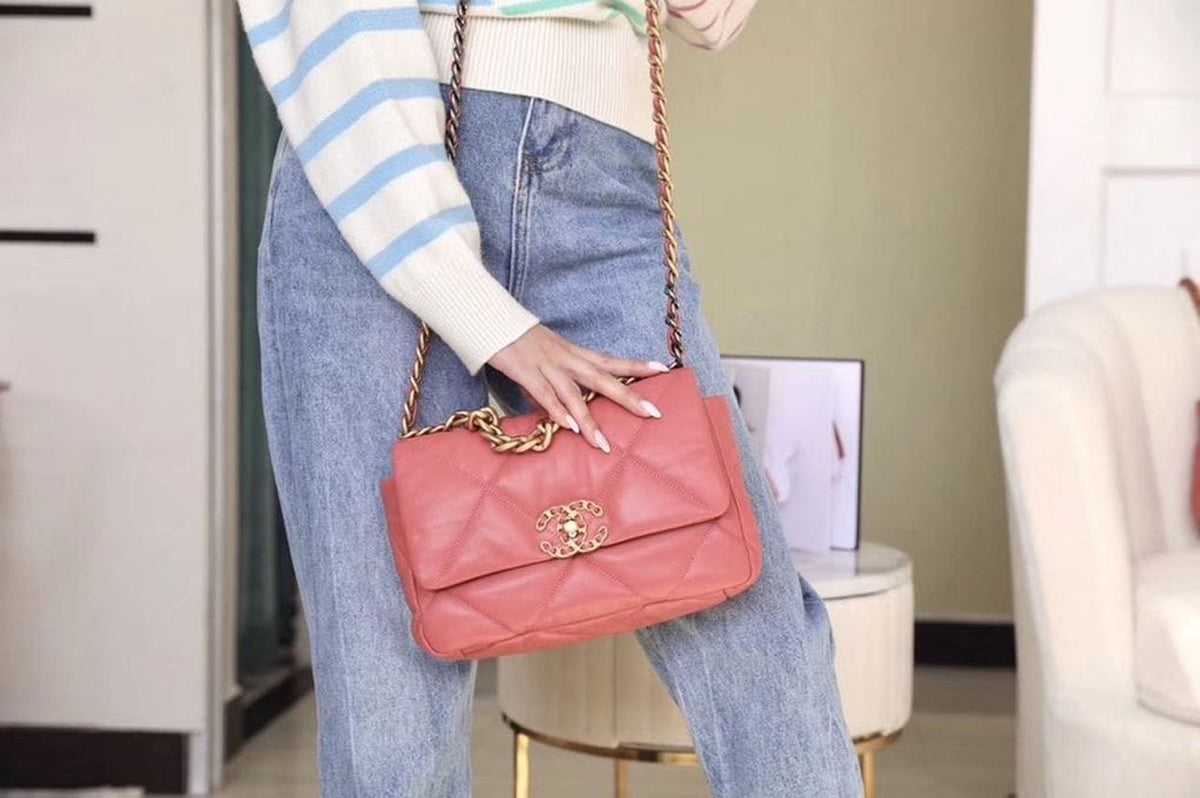 Chanel 19 Flap Bag 26cm Goatskin Leather Spring/Summer Act 1 Collection, Salmon Pink - view 43