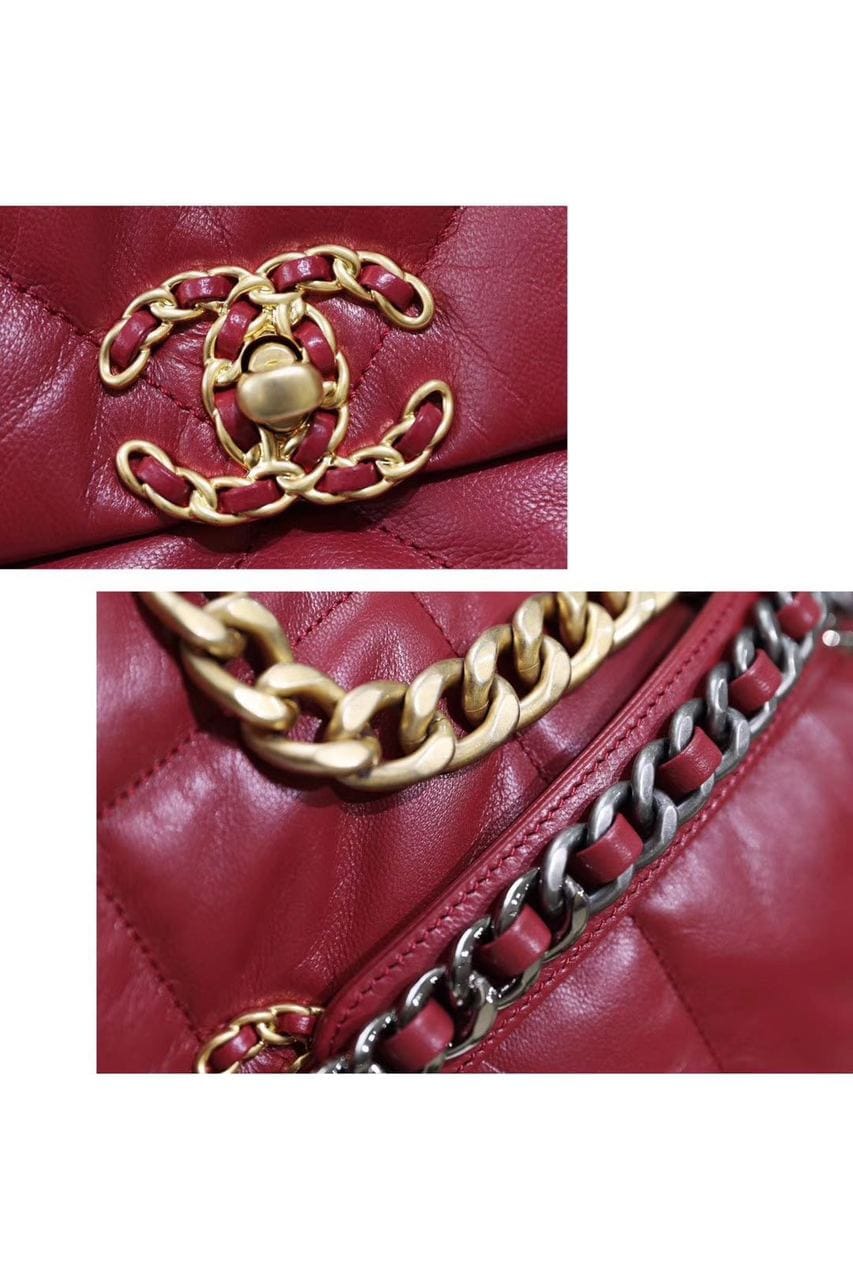 Chanel 19 Flap Bag 26cm Goatskin Leather Spring/Summer Act 1 Collection, Burgundy - view 19
