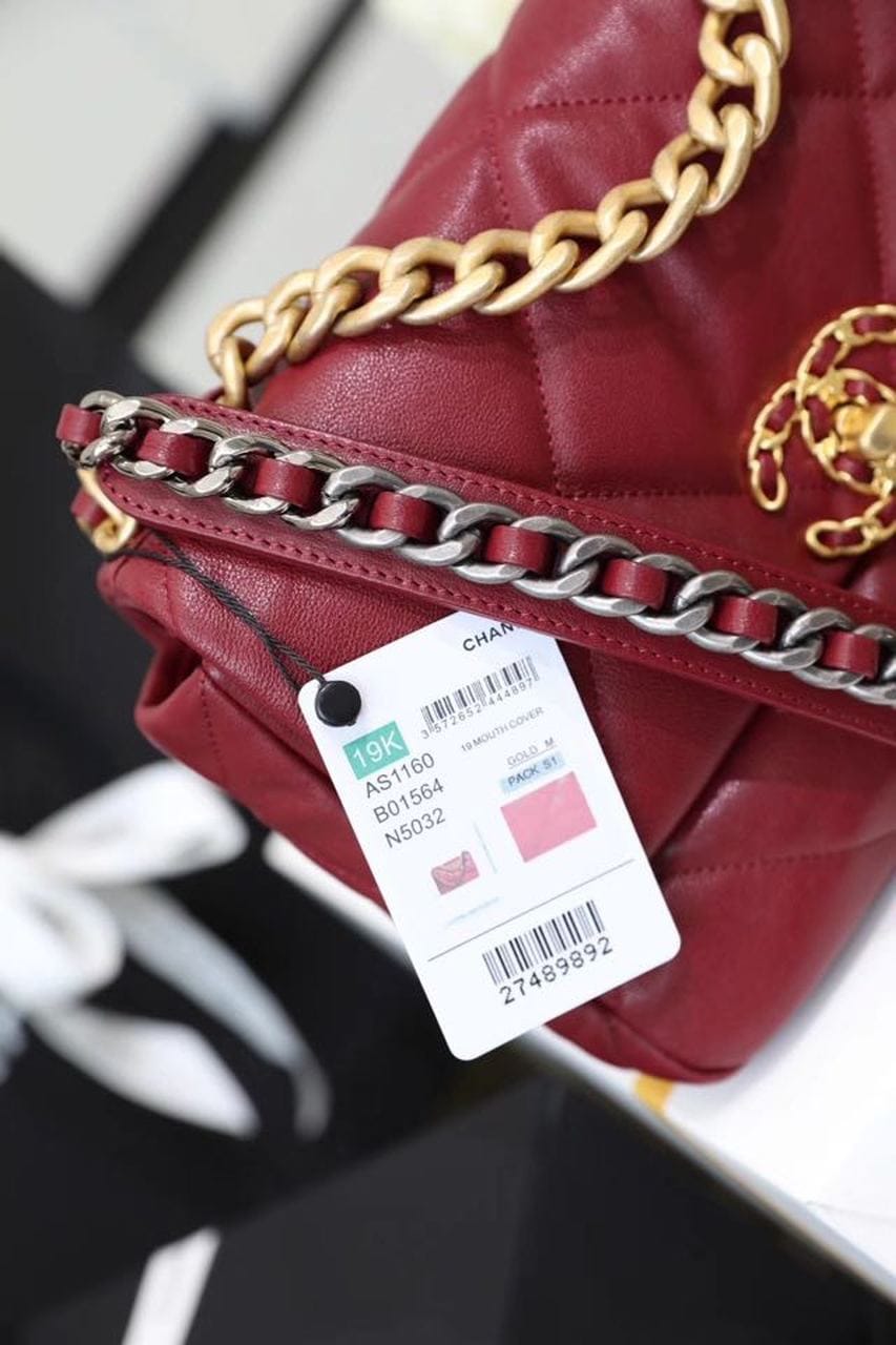 Chanel 19 Flap Bag 26cm Goatskin Leather Spring/Summer Act 1 Collection, Bordeaux - view 19