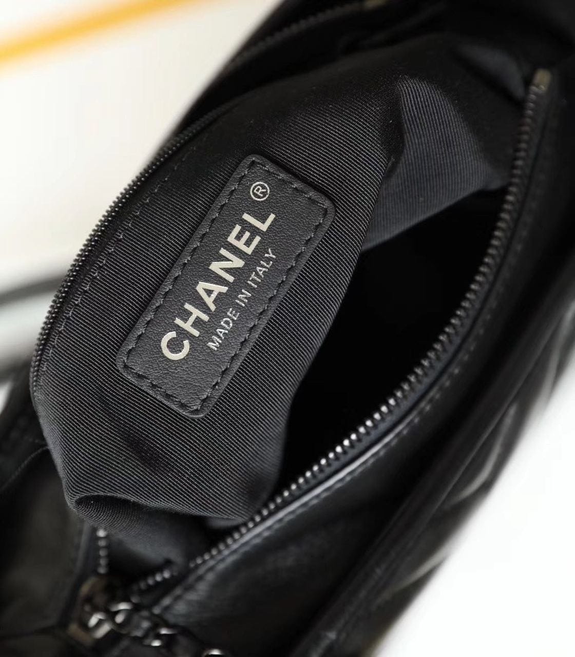 Chanel Chevron Gabrielle Hobo Bag 20cm Aged Calfskin Leather Spring/Summer Act 1 Collection, So Black - view 11