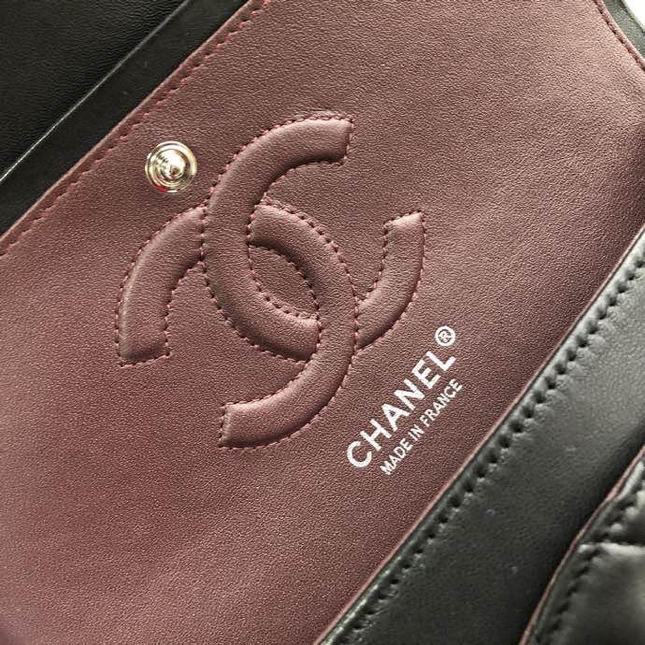 Chanel Classic Flap Bag 25cm Silver Hardware Lambskin Leather Spring/Summer Collection Black - view 10