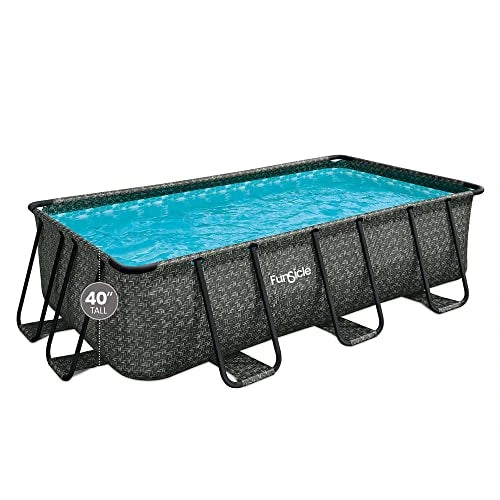 Funsicle Oasis Designer Rectangular Above Ground Pool Set Dark Herringbone Gray - view 9