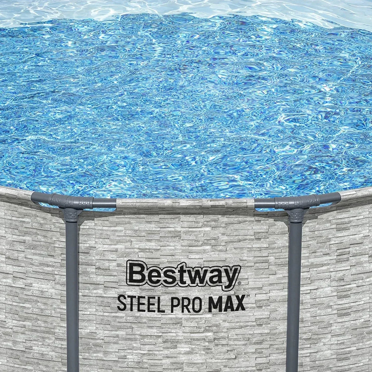 Bestway: Steel Pro MAX - 16 ft x 48 in, Grey -Round Above Ground Swimming Pool Set, ClickConnect Frame, Tritech, Filter