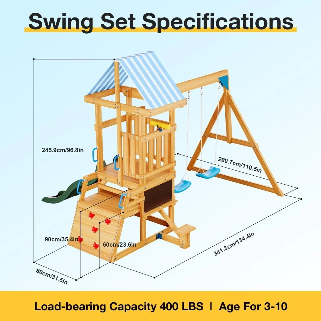 Robud Wooden Swing Sets for Backyard - Play Equipment - view 8