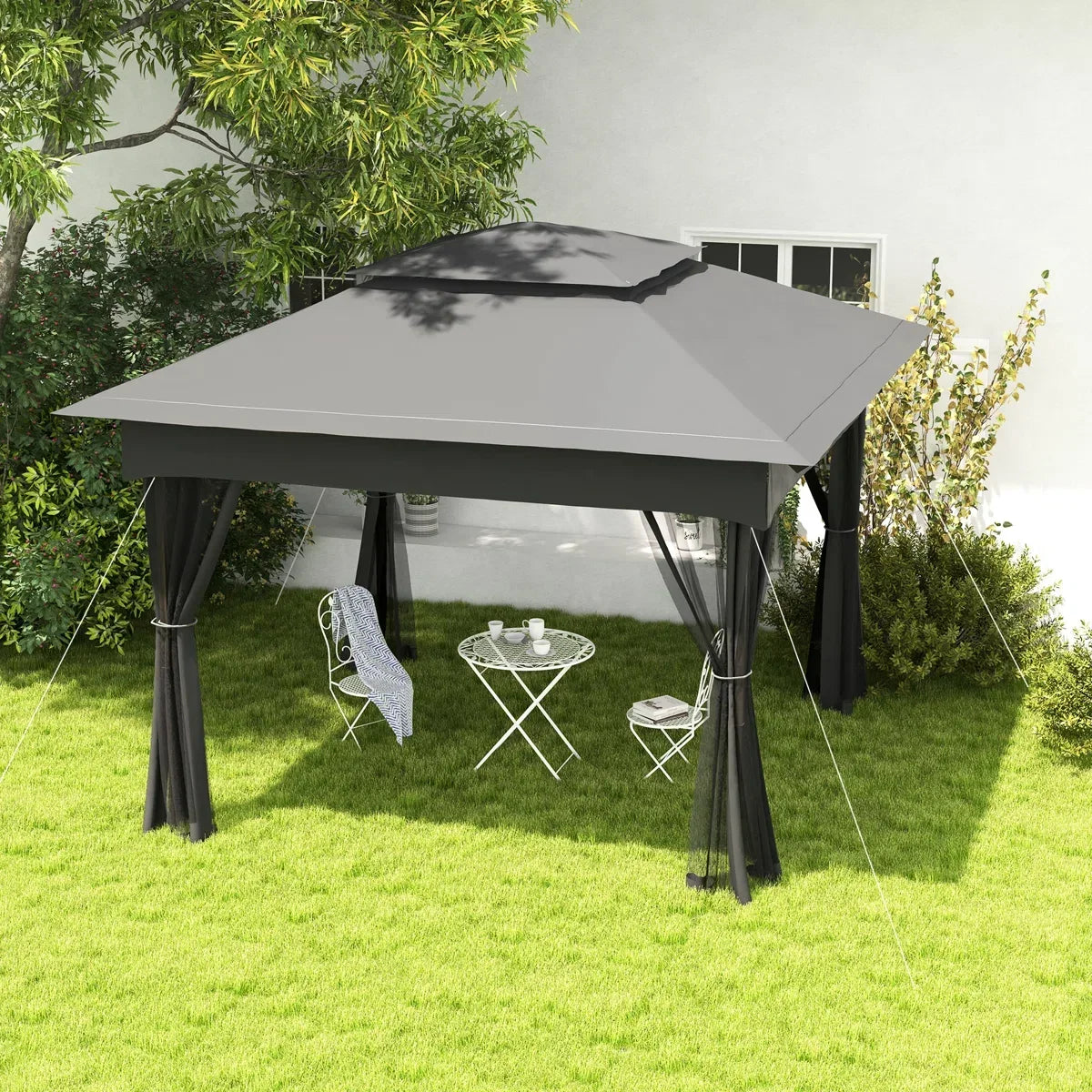 Arlmont & Co 11 ft X Pop Up Canopy Gazebo, Outdoor Patio Shelter With Detachable Zipper Net. Instant Tent For Backyard