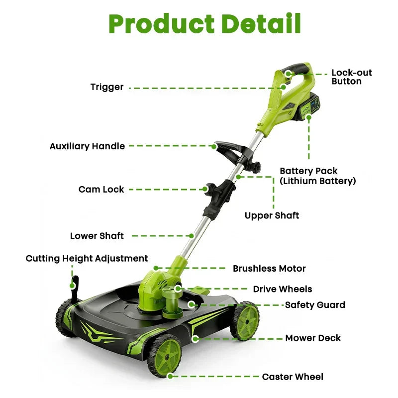 IToolMax 12-Inch Electric Weed Wacker & Eater with Detachable 4-Wheel Base - view 10