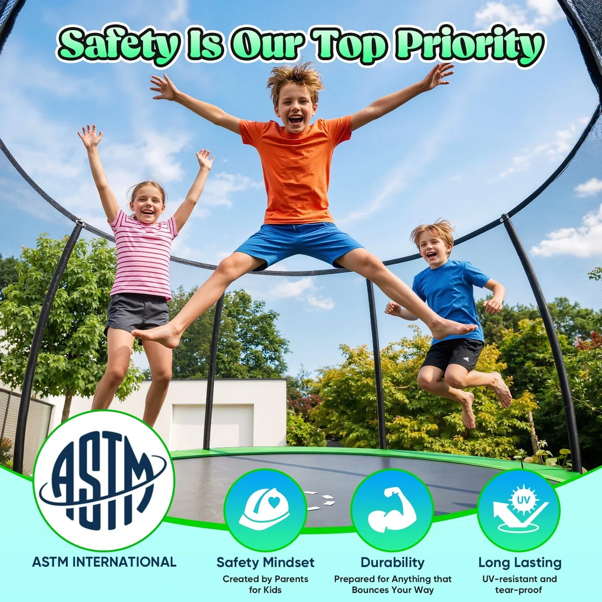 Outdoor Trampoline,Fashionsport Outfitters 8FT/12FT/14FT/16FT Round Jumping Trampoline with Ladder,Sprinkler,Basketball