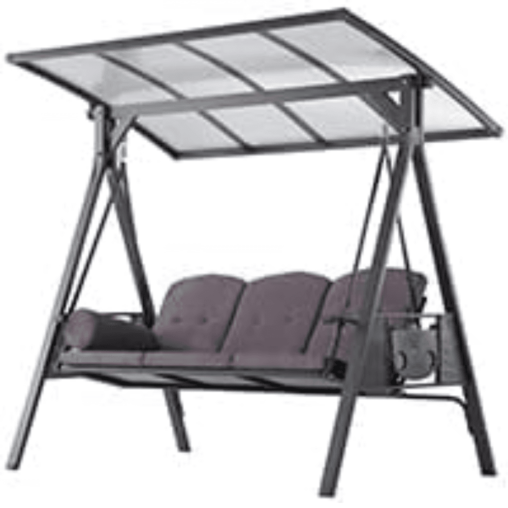 Purple Leaf 3-seat Outdoor Patio Porch Swing Adjustable Backrest, Cushions and Pillow Included - view 8