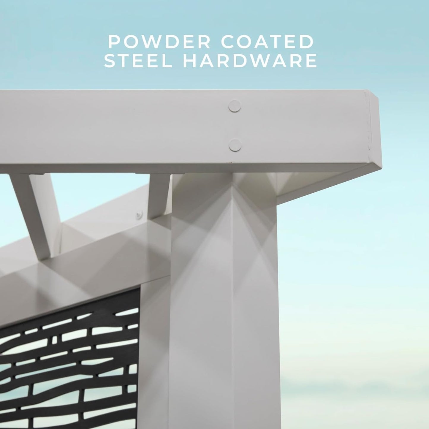 Ridgedale 8 Ft. X 8 Ft. White Steel Modern Cabana Pergola with Conversation Seating in Pumice - view 7