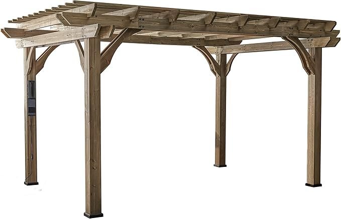 Backyard Discovery 14 ft x 10 ft Somerville Pergola W/ Electric - Dark Walnut DIY - view 8