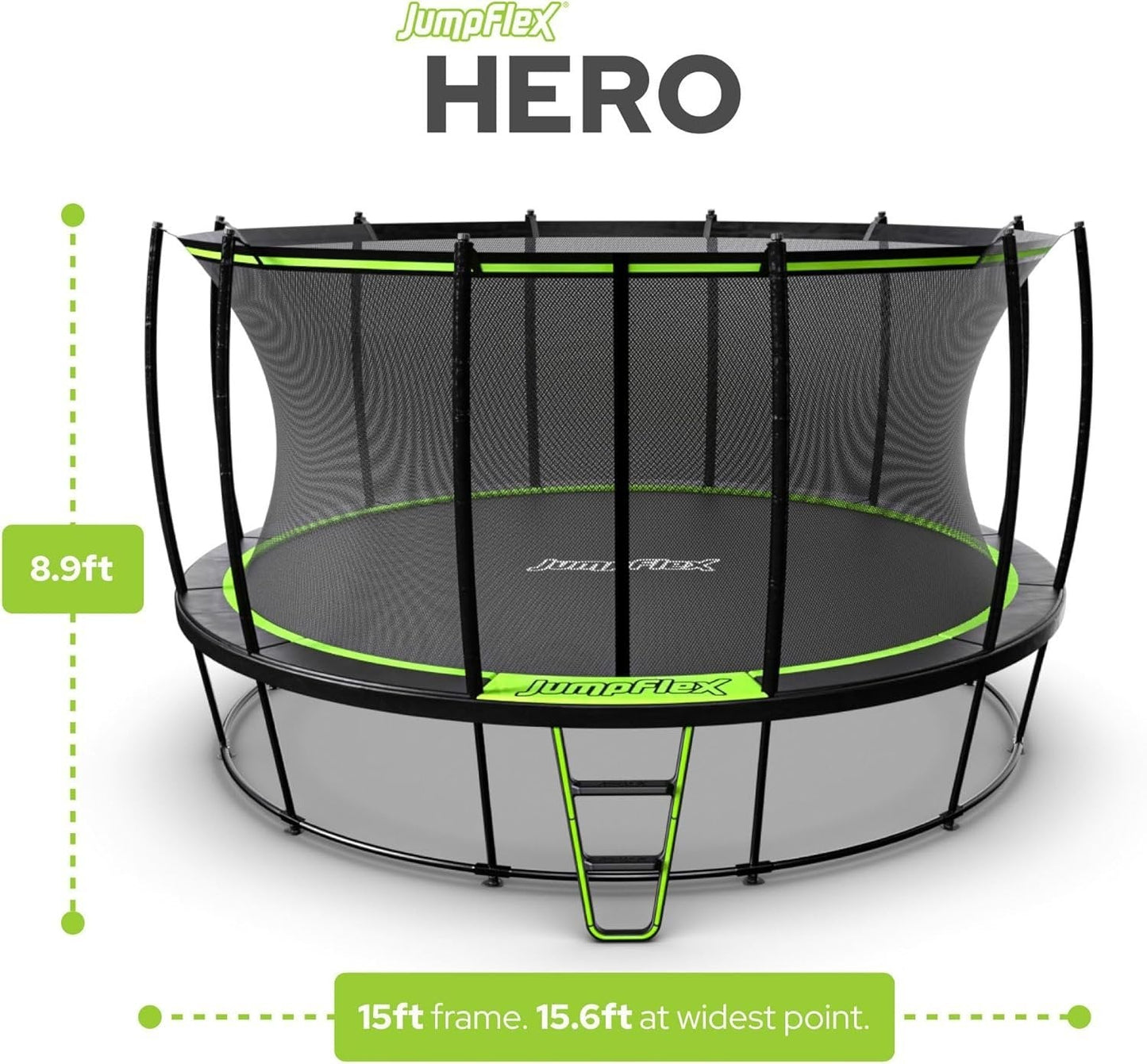JumpFlex Hero 15 Backyard Outdoor Trampoline for Kids with Net & Ladder - view 9