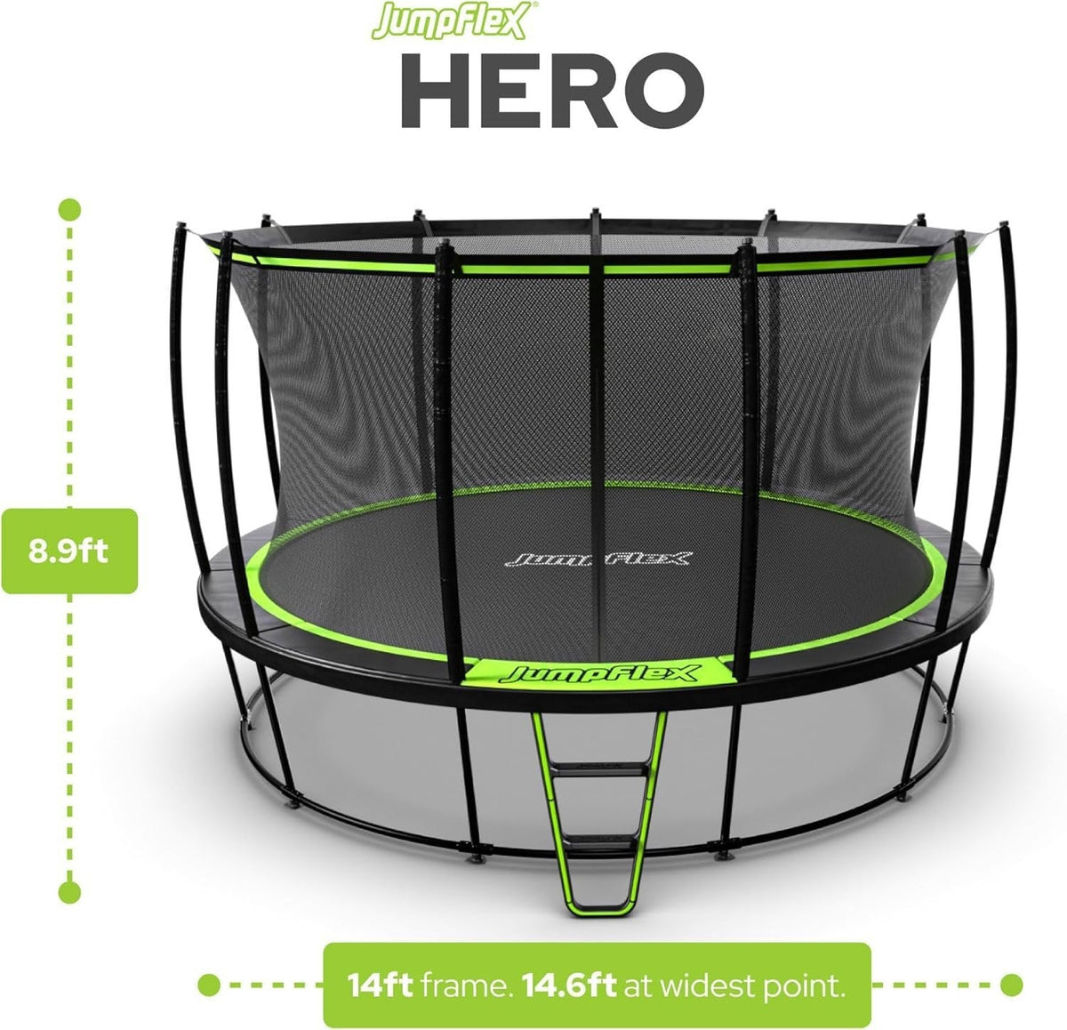 JumpFlex Hero 14 Backyard Outdoor Trampoline for Kids with Net & Ladder - view 8
