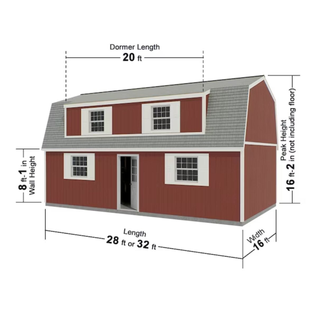 Best Barns Camp Reynolds 16-ft x 32-ft Gambrel Style Wood Outdoor Storage Shed - view 4