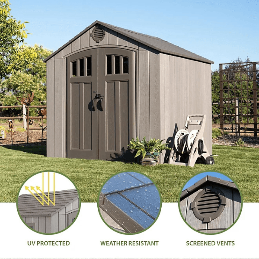 Lifetime 8 ft x 7.5' Outdoor Storage Shed, Light Brown - view 9