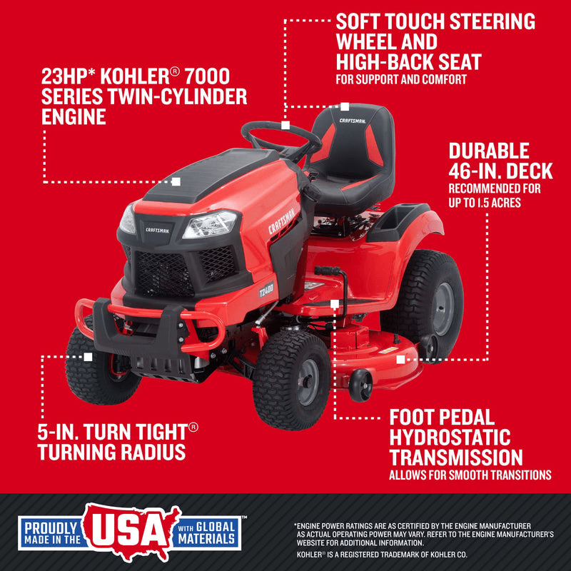 Craftsman T2400 - 46 in Hydrostatic Gas Riding Mower - view 4