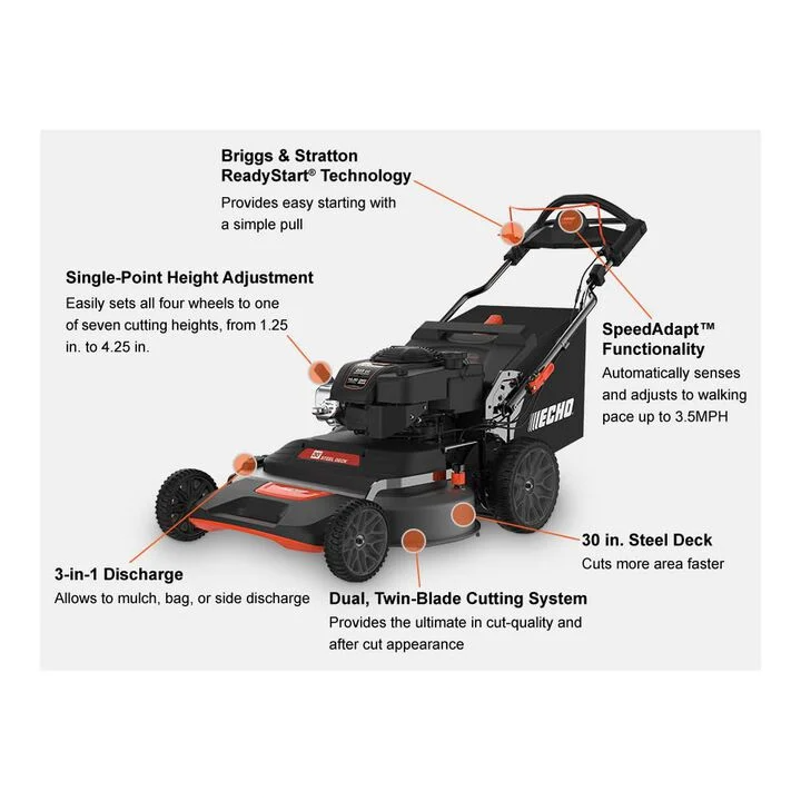 Echo 30 Inch 223 cc Gas-Powered Self-Propelled Lawn Mower - view 2
