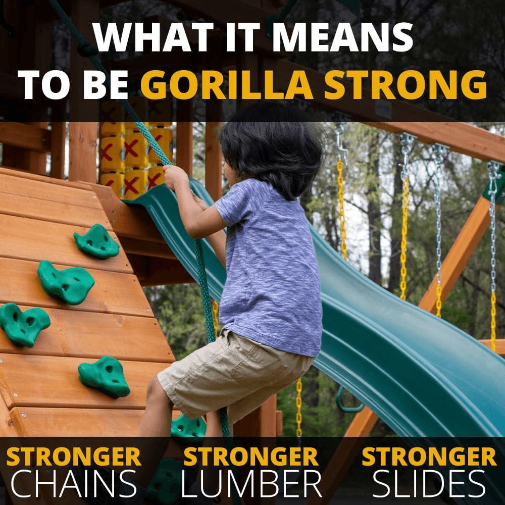 Gorilla Playsets Mountaineer Treehouse Wooden Swing Set - view 3