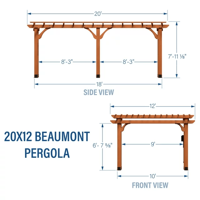Backyard Discovery Beaumont Pergola 20 ft x 12 ft Premium Cedar - view 5