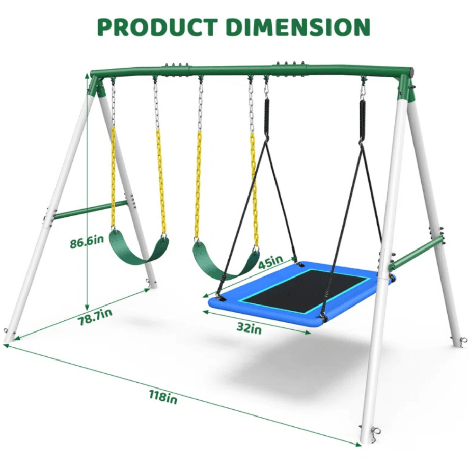 660lbs Heavy Duty Swing Set With 1 Platform Swing, 2 Belt Swings - view 6