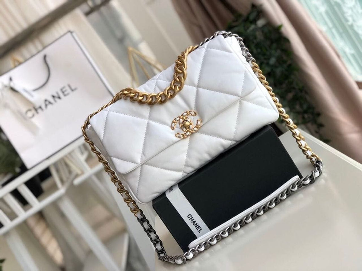 Chanel 19 Flap Bag 30cm Goatskin Leather Fall/Winter Act 1 Collection, White - view 2