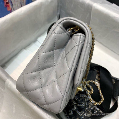 Chanel Classic Flap With Charm Chain With CC Details On Strap Bag 18cm Gold Hardware Lambskin Leather Spring/Summer