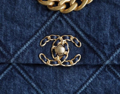 Chanel 19 Flap Bag 26cm Goatskin Leather Spring/Summer Act 1 Collection, Blue Jean - view 6