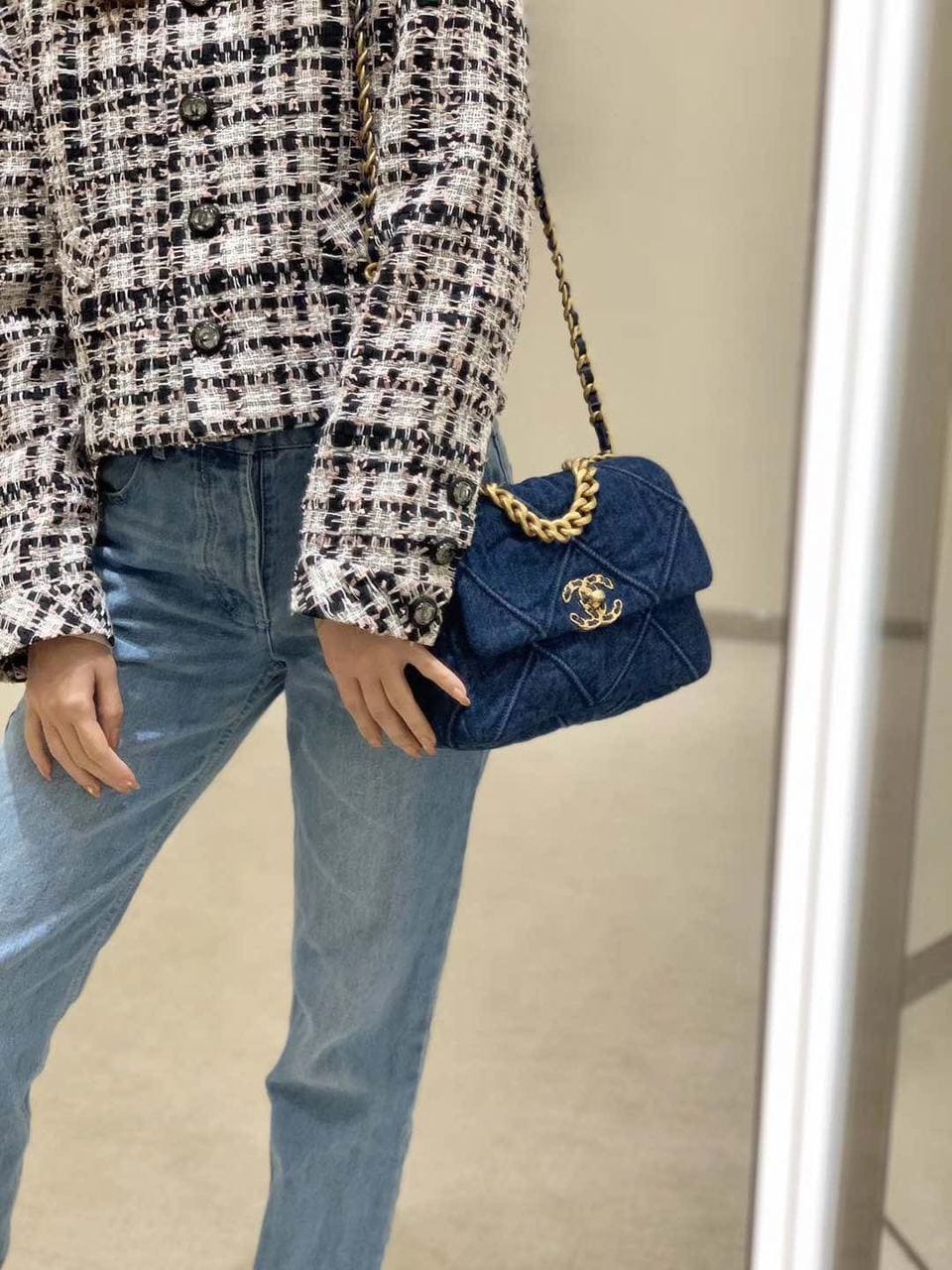 Chanel 19 Flap Bag 26cm Goatskin Leather Spring/Summer Act 1 Collection, Blue Jean - view 14