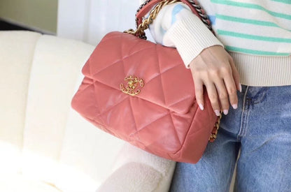 Chanel 19 Flap Bag 26cm Goatskin Leather Spring/Summer Act 1 Collection, Salmon Pink - view 23