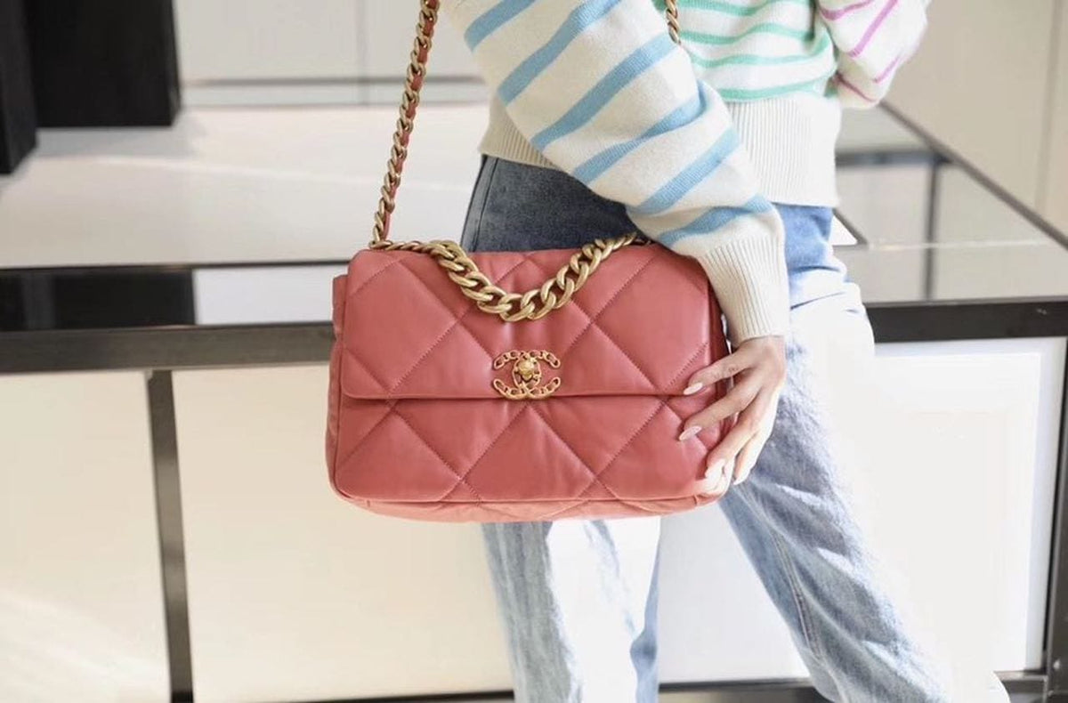 Chanel 19 Flap Bag 26cm Goatskin Leather Spring/Summer Act 1 Collection, Salmon Pink - view 25