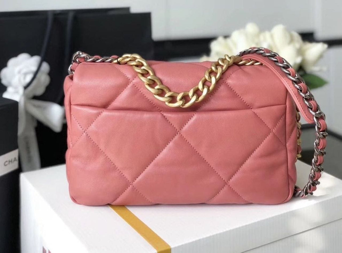Chanel 19 Flap Bag 26cm Goatskin Leather Spring/Summer Act 1 Collection, Salmon Pink - view 35