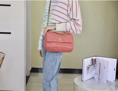 Chanel 19 Flap Bag 26cm Goatskin Leather Spring/Summer Act 1 Collection, Salmon Pink - view 38