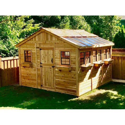 12 ft x 12 ft Cedar Outdoor Garden Shed - Sunshed Storage Building