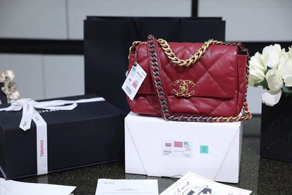 Chanel 19 Flap Bag 26cm Goatskin Leather Spring/Summer Act 1 Collection, Burgundy - view 13