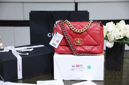 Chanel 19 Flap Bag 26cm Goatskin Leather Spring/Summer Act 1 Collection, Red - view 12