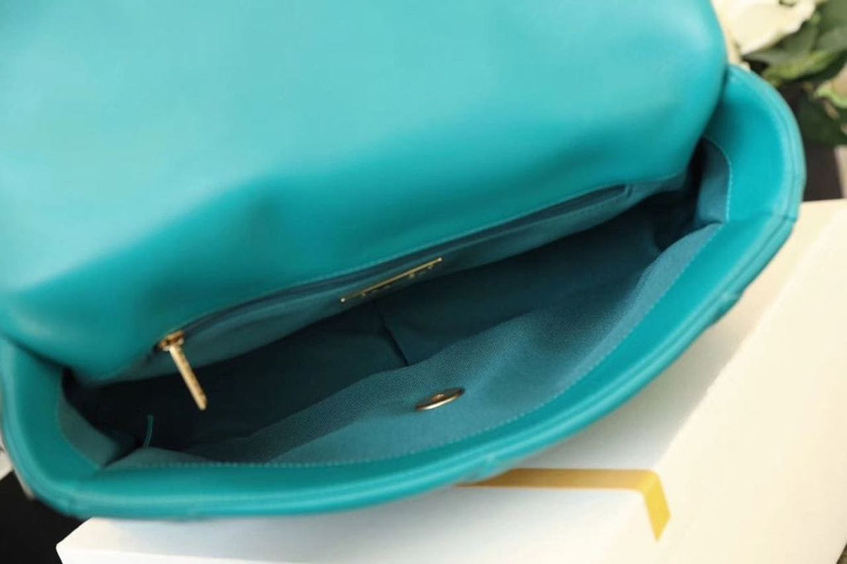 Chanel 19 Flap Bag 26cm Goatskin Leather Spring/Summer Act 1 Collection, Teal - view 6