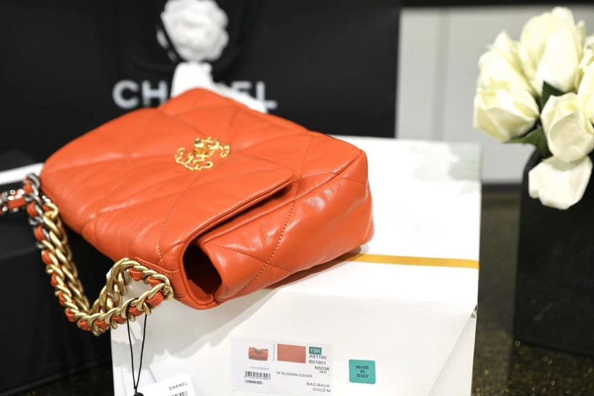 Chanel 19 Flap Bag 26cm Goatskin Leather Spring/Summer Act 1 Collection, Orange - view 4