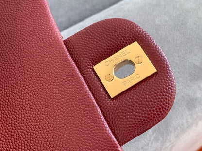 Chanel Classic Flap Bag 20cm Gold Hardware Caviar Leather Spring/Summer Collection Burgundy - view 6
