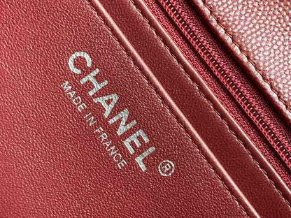 Chanel Classic Flap Bag 20cm Silver Hardware Caviar Leather Spring/Summer Collection Burgundy - view 10