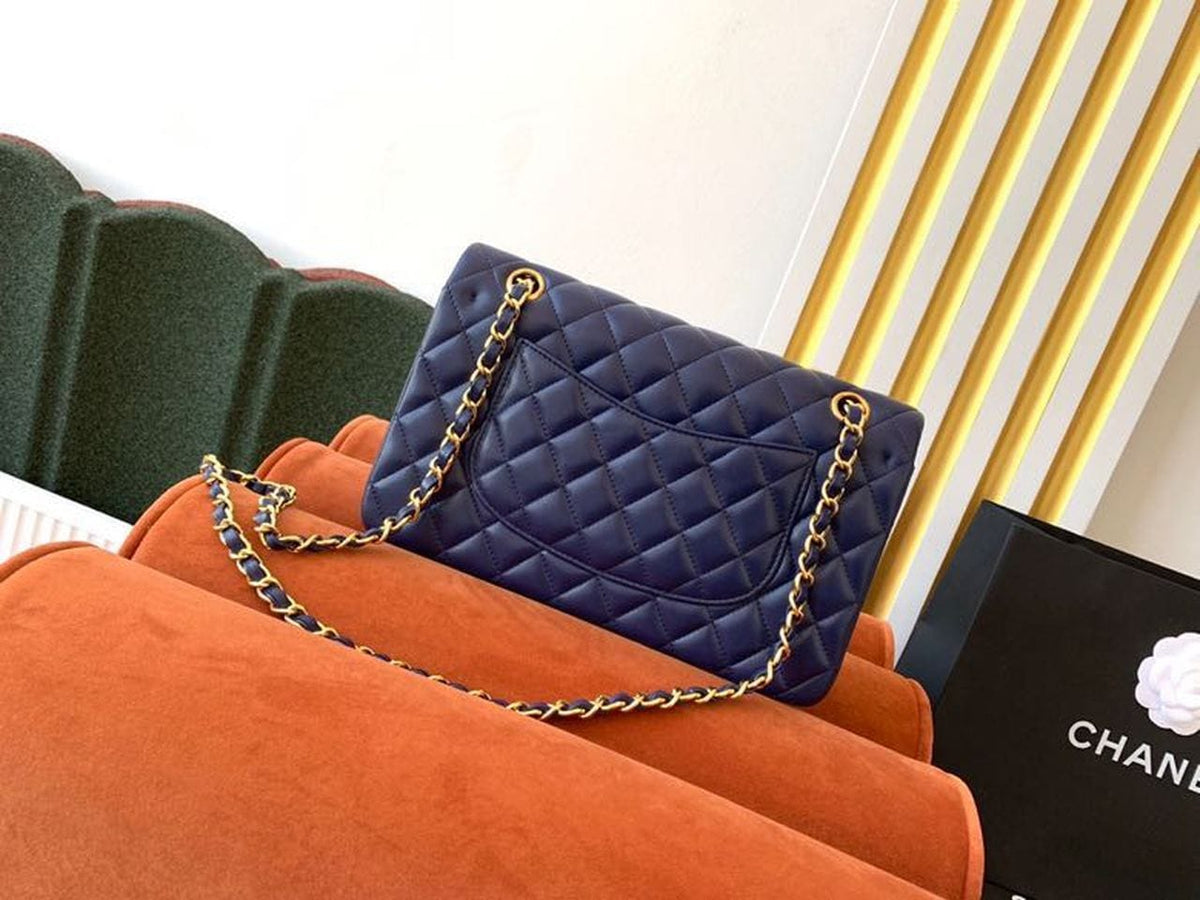 Chanel Classic Flap Bag 25cm Gold Hardware Lambskin Leather Spring/Summer Collection Navy Blue - view 6