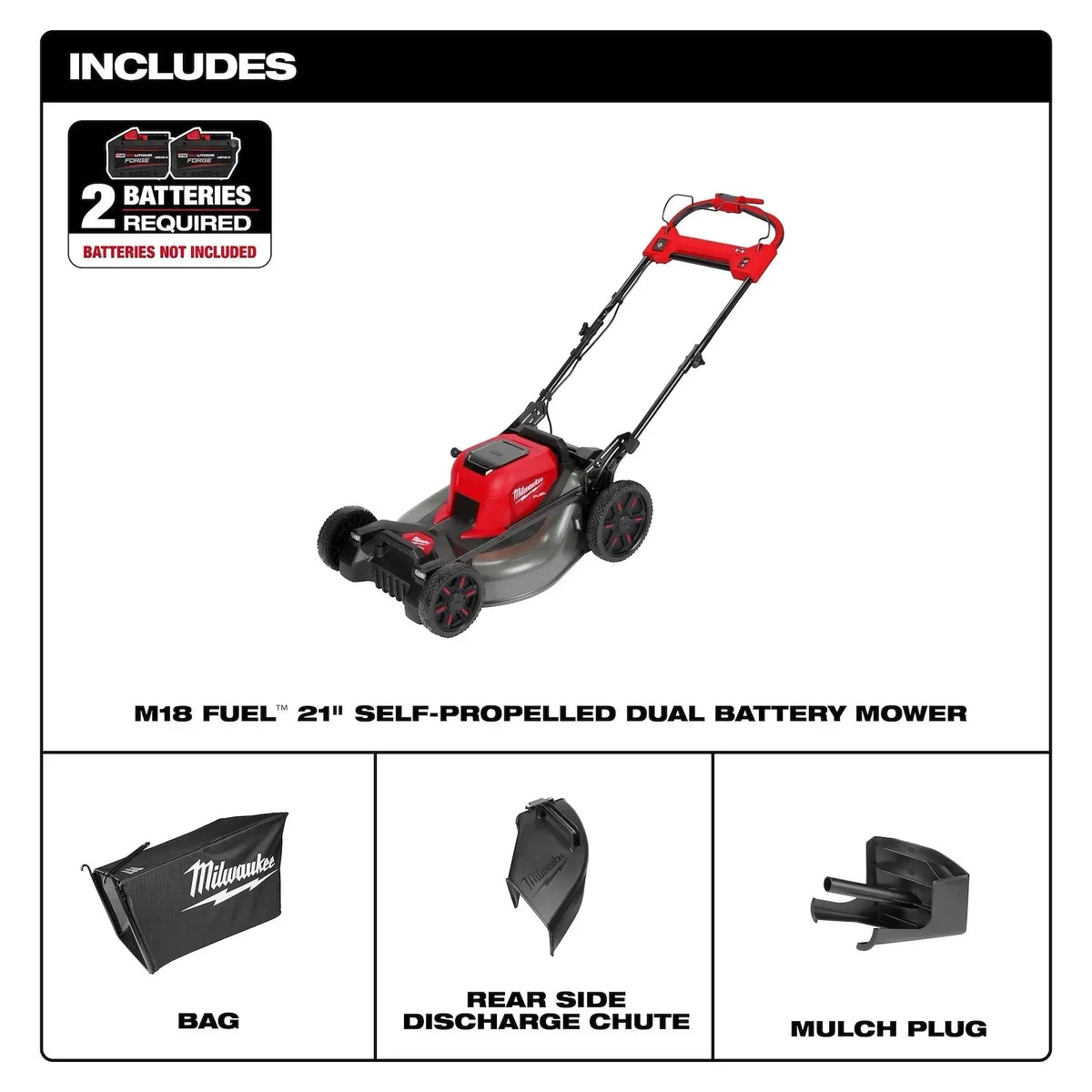 Milwaukee 2823-22HD M18 Fuel Self-Propelled Dual Battery Mower Kits - view 2
