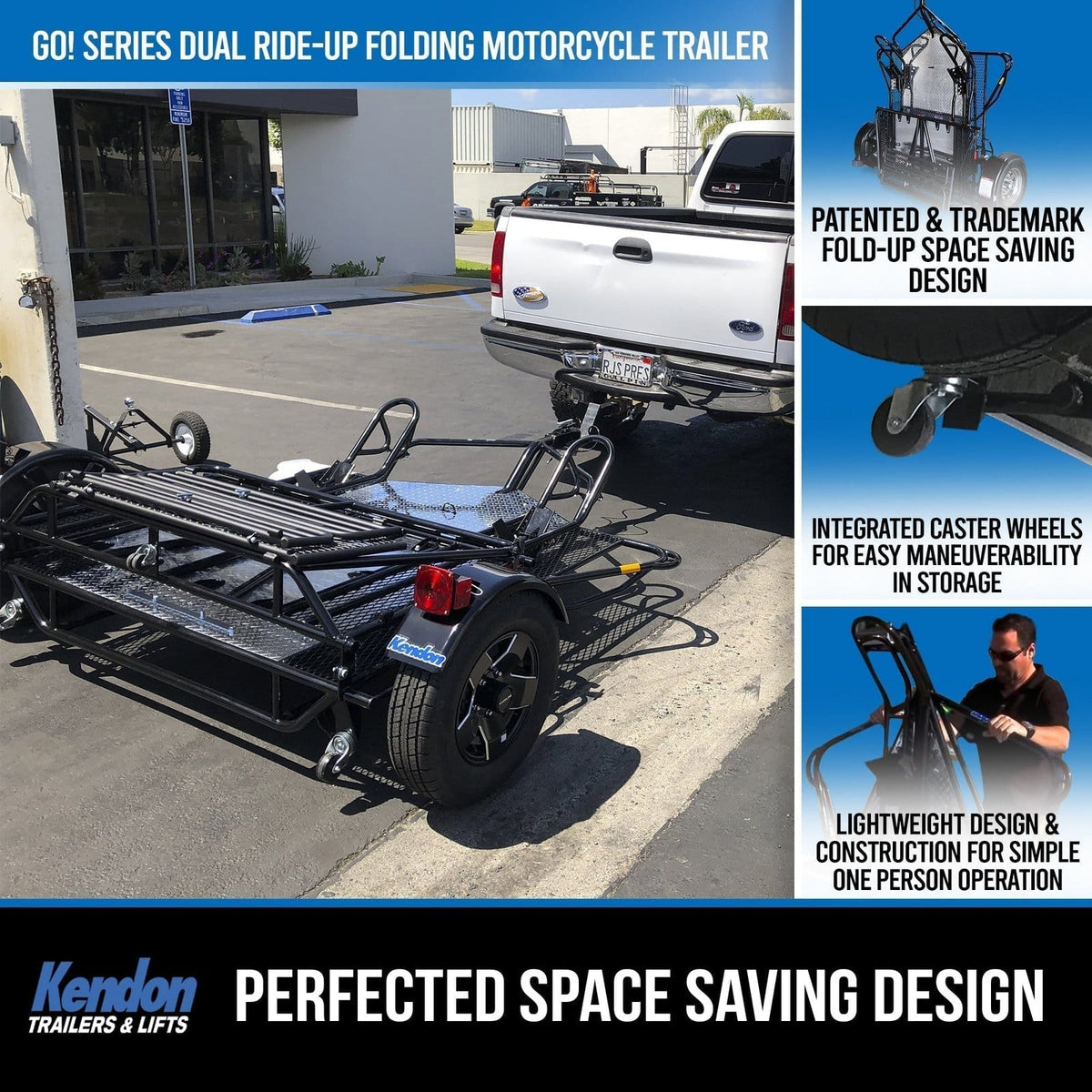 Go Series Ride-Up Folding Motorcycle Trailer - Dual Rail Steel Utility Trailer - view 8