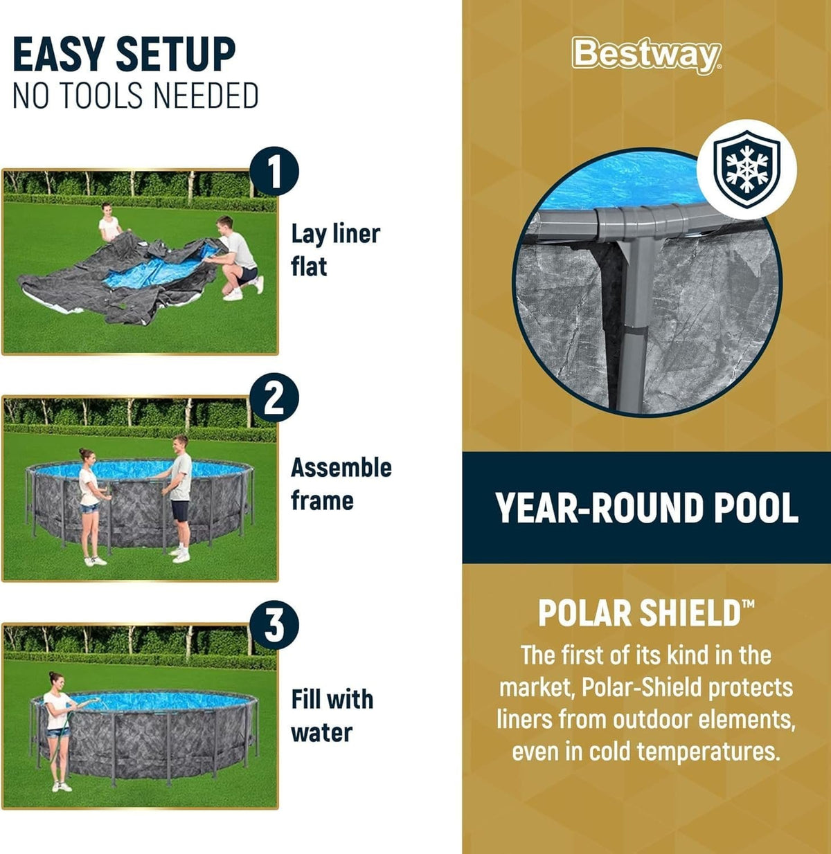 Bestway APX 365 18 ft x 52 in Round Above Ground Swimming Pool Set with Pump & Ladder - view 4