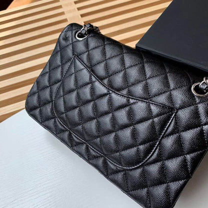 Chanel Classic Flap Bag Silver/Gold Hardware Lambskin/Caviar Leather Spring/Summer Collection Black - view 9