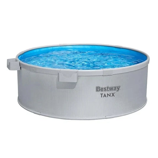 Bestway Tanx 6 ft x 24 in Round Above Ground Stock Tank Metal-Walled Above Ground Pool, All-in-One Set
