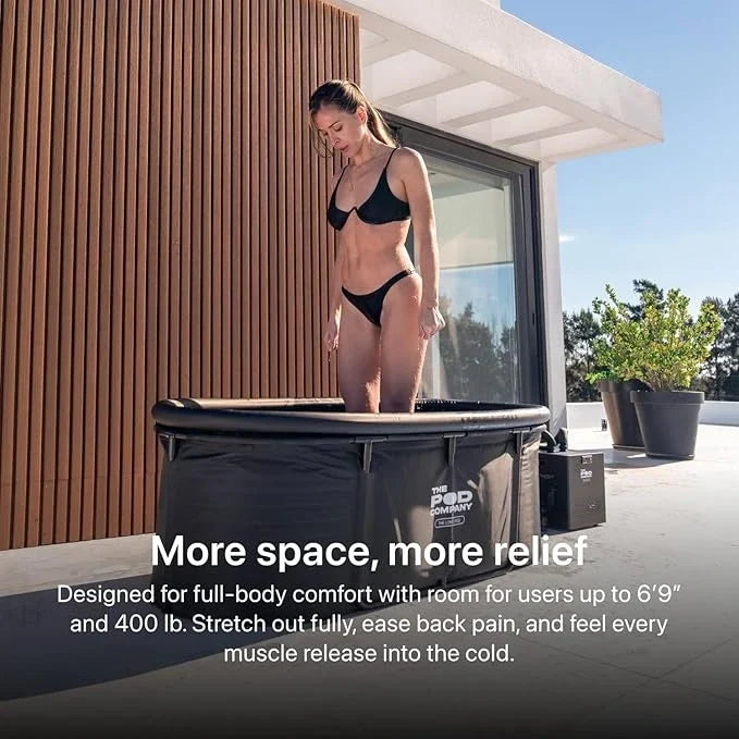 The Pod Company Long Pod Cold Plunge - 126-Gallon Extra-Large Inflatable Ice Bath Tub for Cold Water Therapy