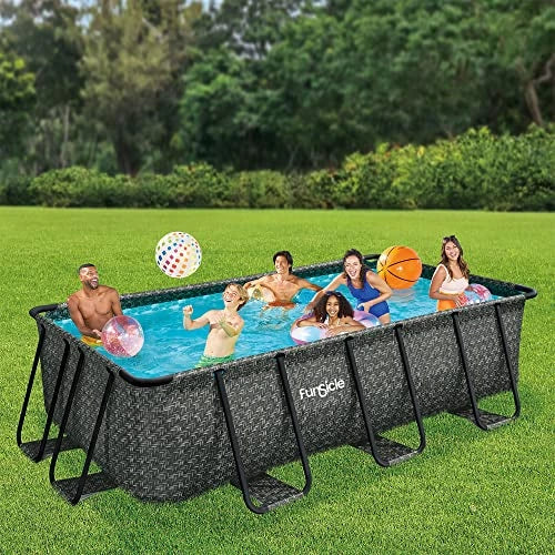 Funsicle Oasis Designer Rectangular Above Ground Pool Set Dark Herringbone Gray - view 7