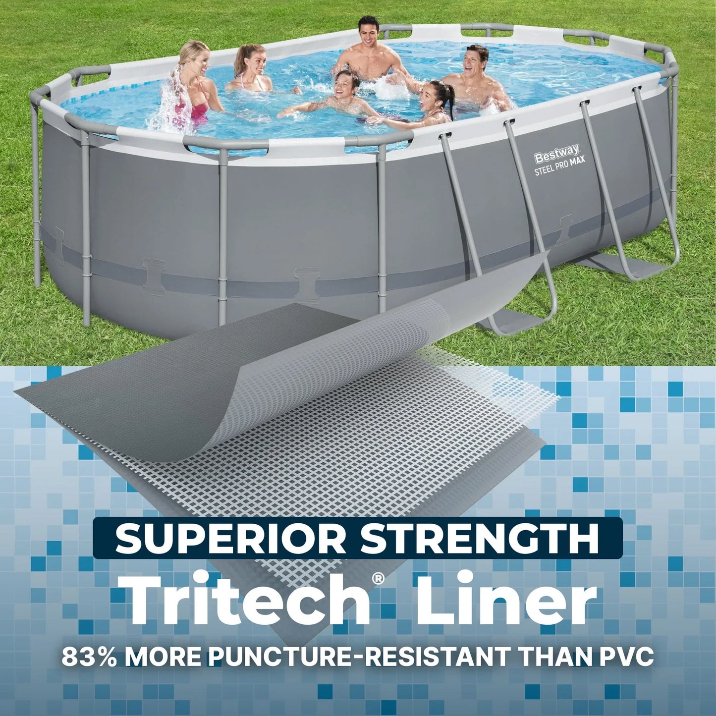 Bestway Steel Pro MAX 14 ft x 8 ft 2 in x 39.5 In, Oval Above Ground Pool Set, Outdoor Frame Swimming Pool - view 5
